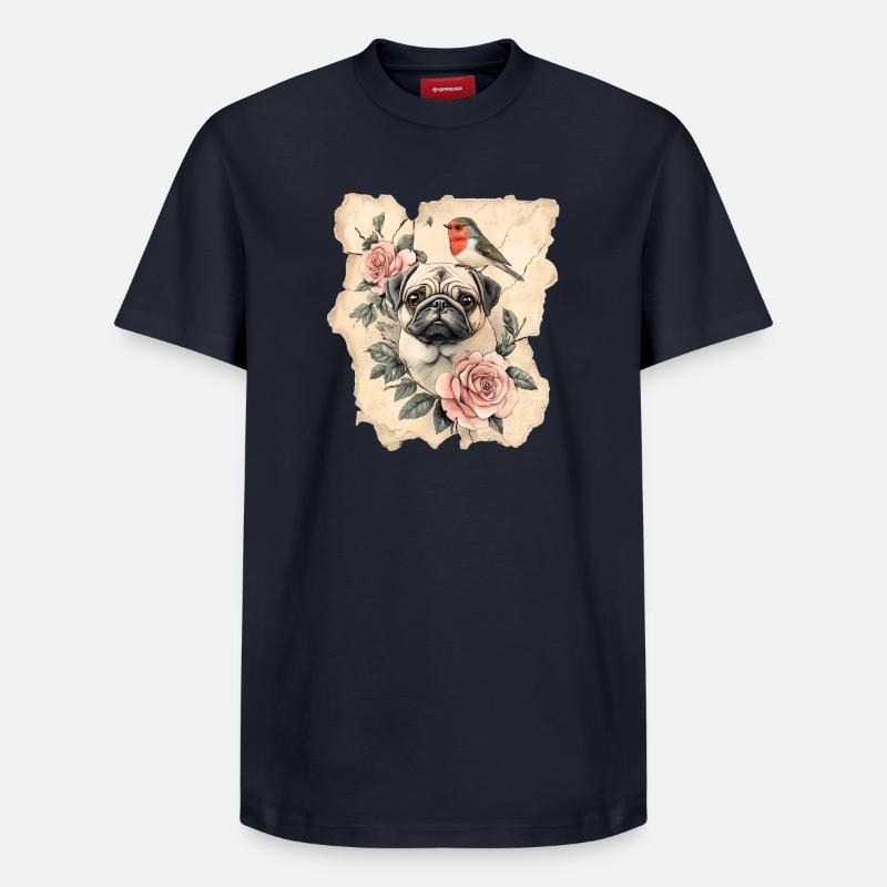 Mops und Vogel - Relaxed Unisex Supima Cotton T-Shirt – von SPREAD - Navy