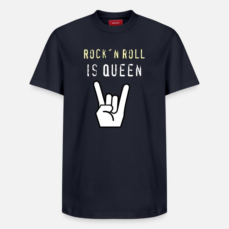 Rockn_Roll_is_Queen - Relaxed Unisex Supima Cotton T-Shirt – von SPREAD - Navy