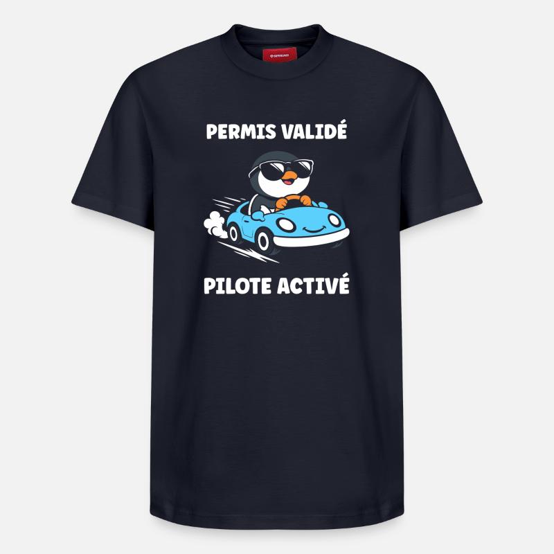 Humour permis de conduire - T-shirt unisexe décontracté en coton Supima – de SPREAD - bleu marine