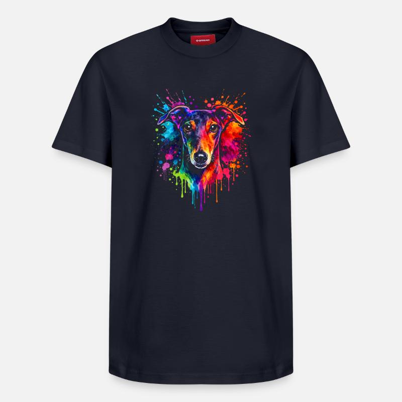 Lévrier | Greyhound Pop Art - T-shirt unisexe décontracté en coton Supima – de SPREAD - bleu marine