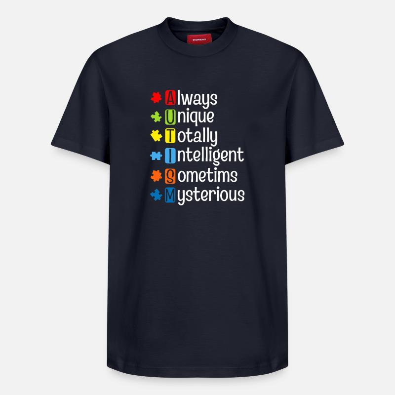 Autism Puzzle Pride: Einzigartige Köpfe - Relaxed Unisex Supima Cotton T-Shirt – von SPREAD - Navy