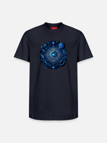 Space Planets Galaxies Stars Moons - Relaxed Unisex Supima Cotton T-Shirt – by SPREAD - navy