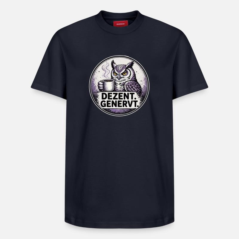 Dezent Genervt Eule mit Kaffee - Relaxed Unisex Supima Cotton T-Shirt – von SPREAD - Navy