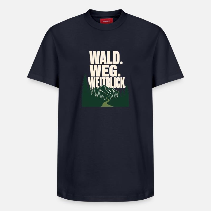 Schwarzwald Wandern, Wald. Weg. Weitblick - Relaxed Unisex Supima Cotton T-Shirt – von SPREAD - Navy