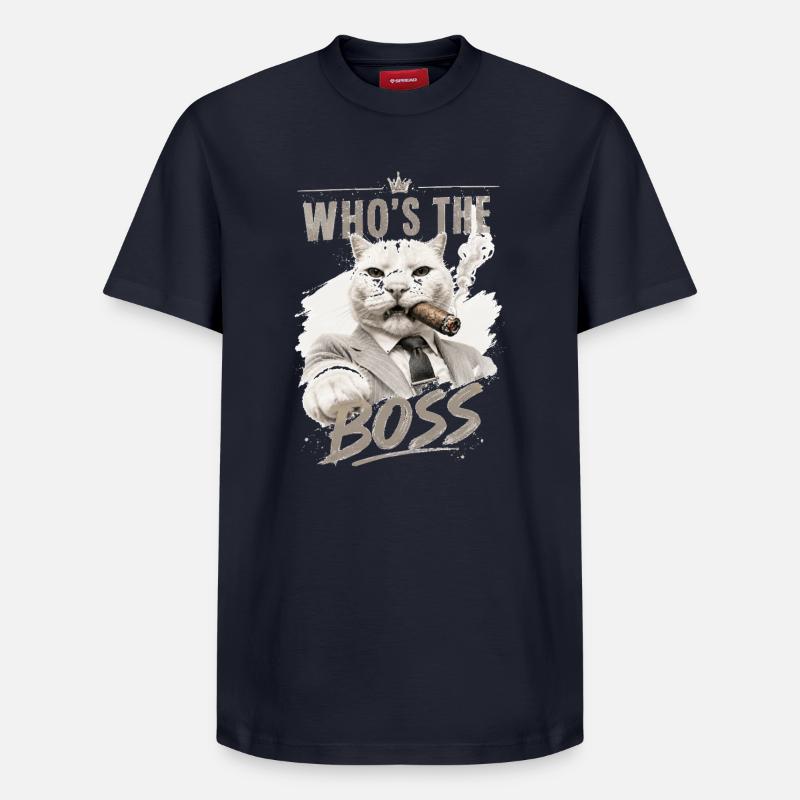 Patron chat en costume - T-shirt unisexe décontracté en coton Supima – de SPREAD - bleu marine
