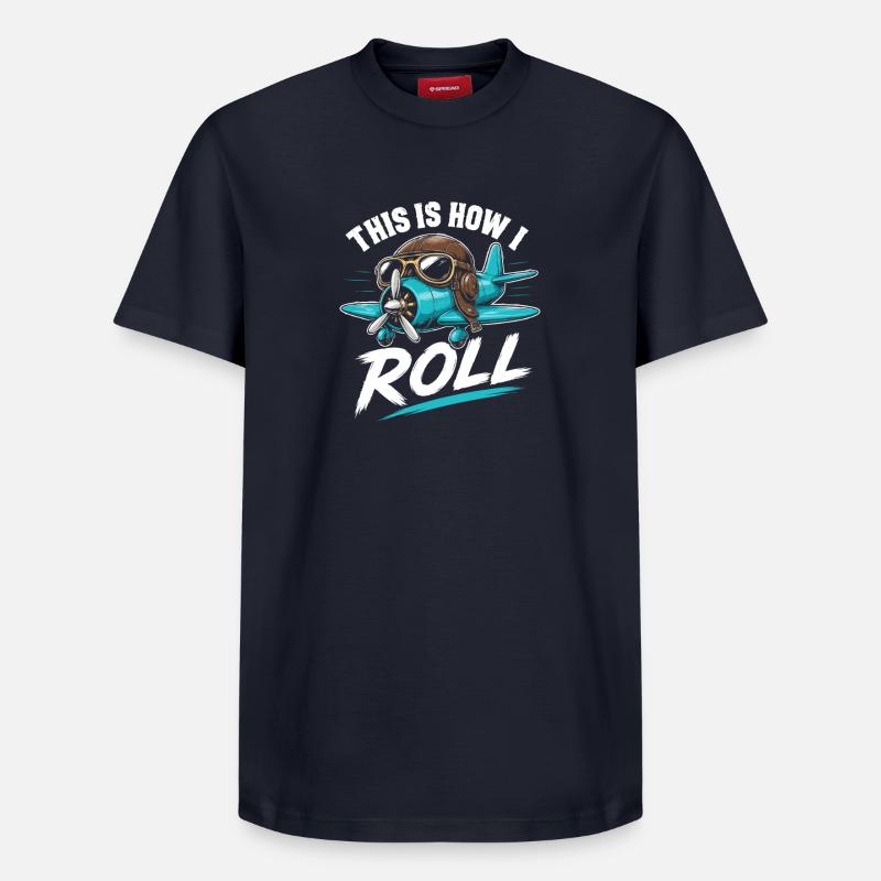 Propellerflugzeug Roll Spruch - Relaxed Unisex Supima Cotton T-Shirt – von SPREAD - Navy