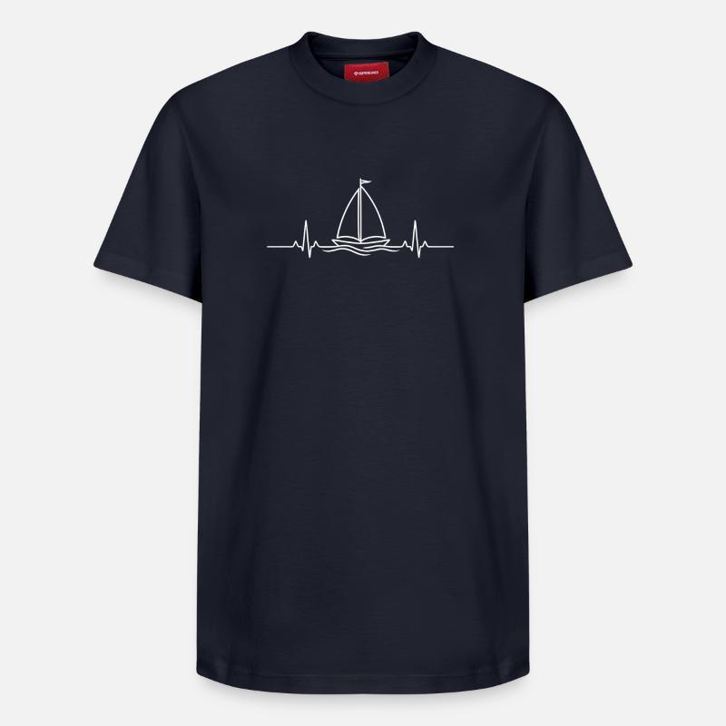 ECG de voilier - T-shirt unisexe décontracté en coton Supima – de SPREAD - bleu marine