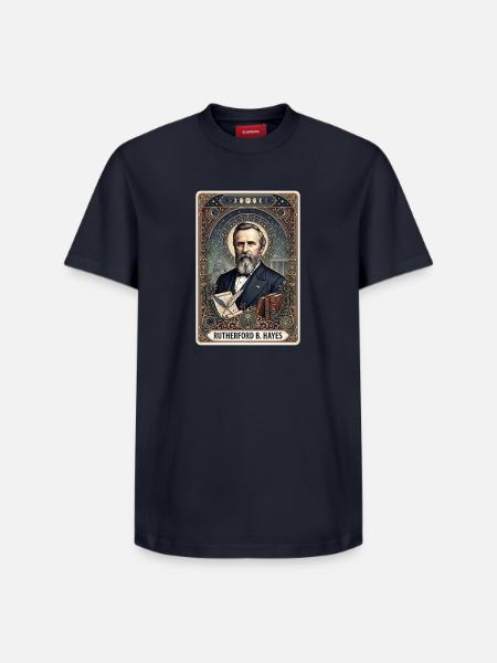 Rutherford B. Hayes Tarot Card - Relaxed Unisex Supima Cotton T-Shirt – by SPREAD - navy