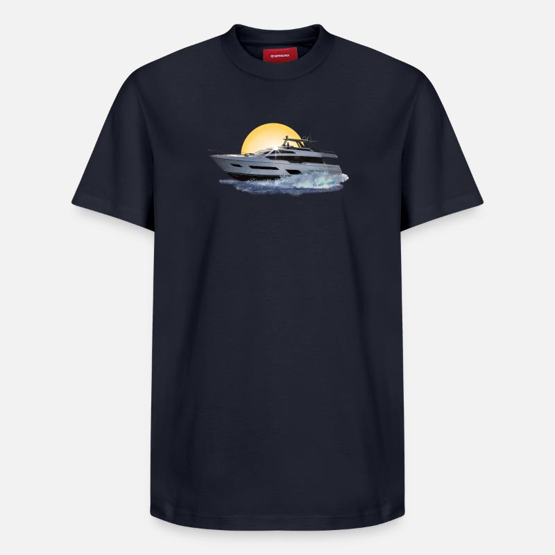 Motorboot - Relaxed Unisex Supima Cotton T-Shirt – von SPREAD - Navy