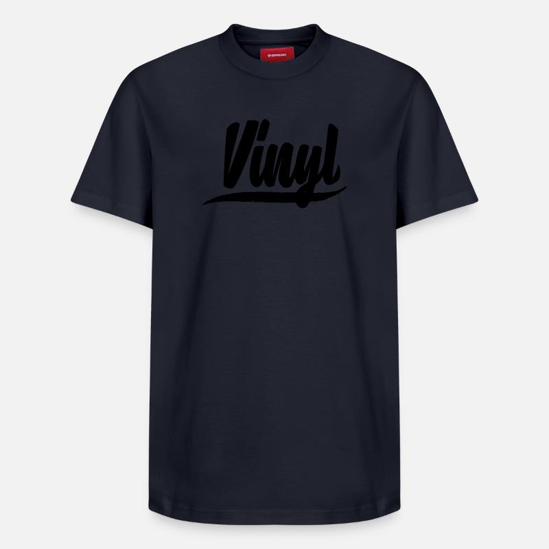 vinyle plat dj deejay musique fête autocollant patch - T-shirt unisexe décontracté en coton Supima – de SPREAD - bleu marine