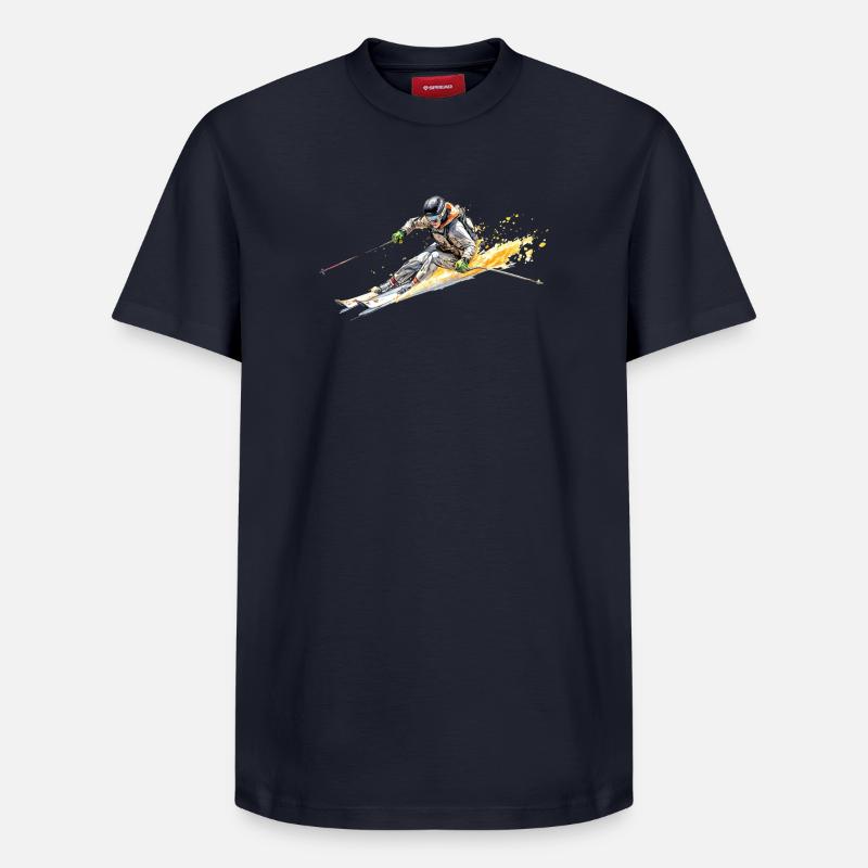 Skieur - T-shirt unisexe décontracté en coton Supima – de SPREAD - bleu marine
