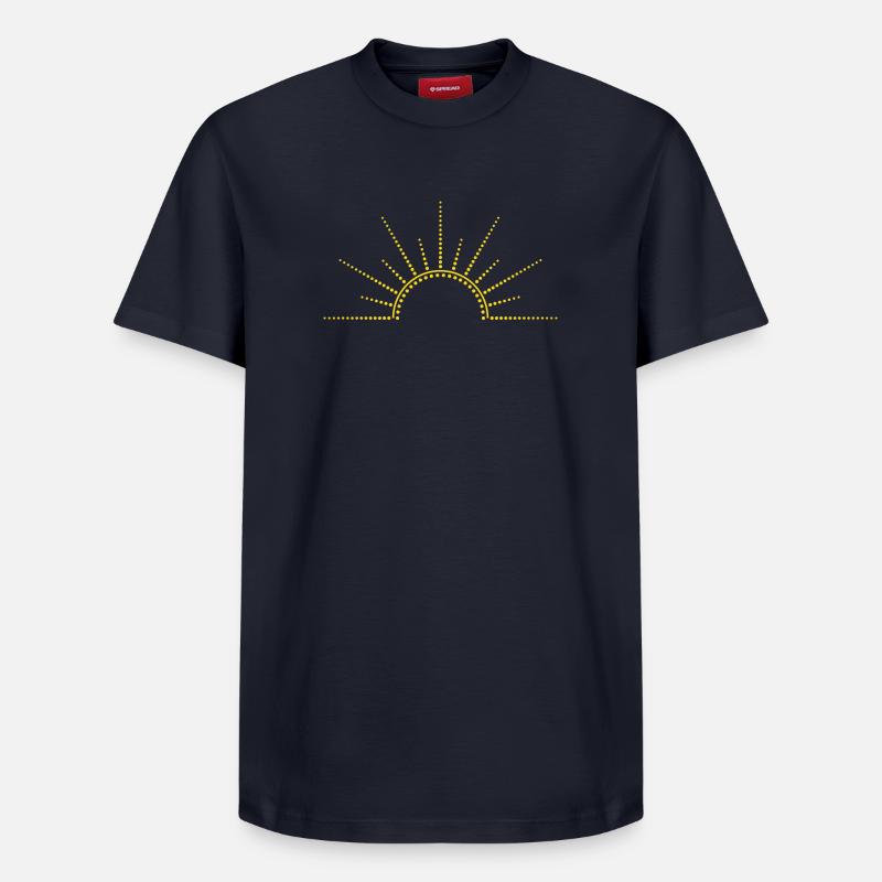 Lever du soleil minimalement abstrait - T-shirt unisexe décontracté en coton Supima – de SPREAD - bleu marine