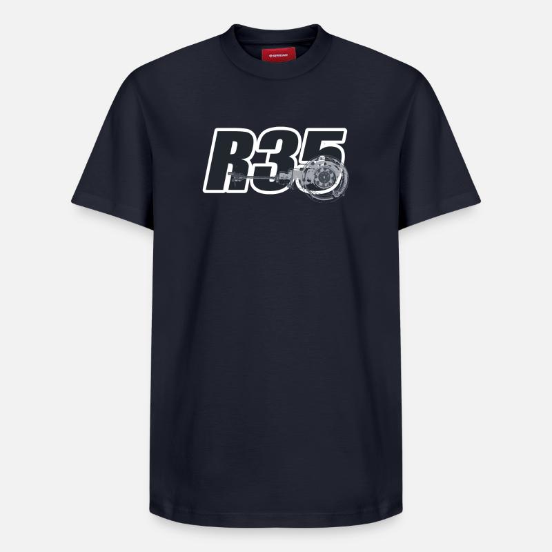 R35 - T-shirt unisexe décontracté en coton Supima – de SPREAD - bleu marine