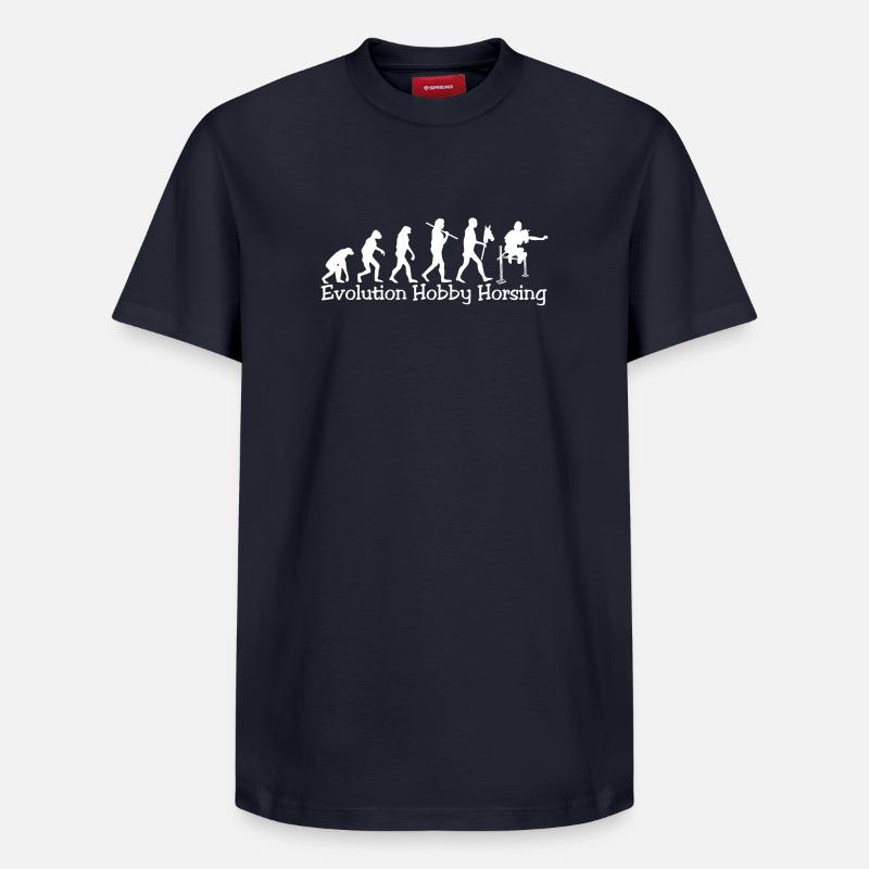 Evolution Hobby Horsing (blanc) - T-shirt unisexe décontracté en coton Supima – de SPREAD - bleu marine