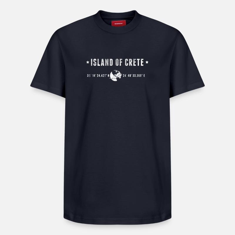 Crète Coordonnées Géographiques Stylisées - T-shirt unisexe décontracté en coton Supima – de SPREAD - bleu marine