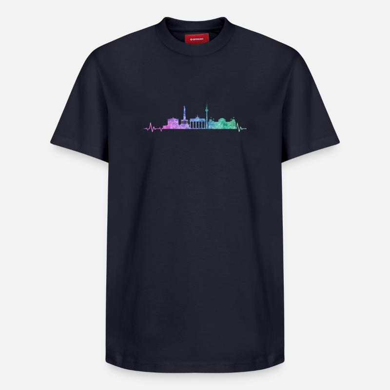 Berlin Skyline - Relaxed Unisex Supima Cotton T-Shirt – von SPREAD - Navy