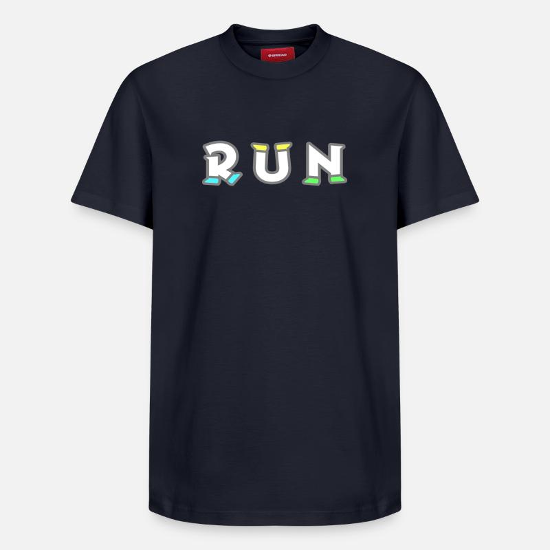 RUN!, avec des chaussures, couleur pastel - T-shirt unisexe décontracté en coton Supima – de SPREAD - bleu marine