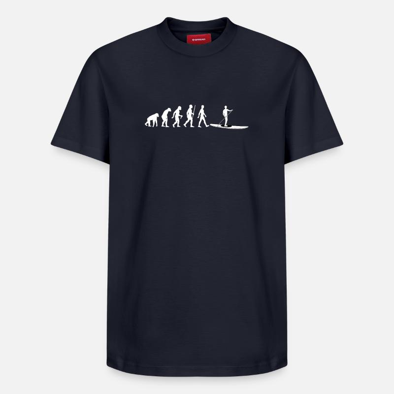 Évolution vers le paddleboard debout - T-shirt unisexe décontracté en coton Supima – de SPREAD - bleu marine