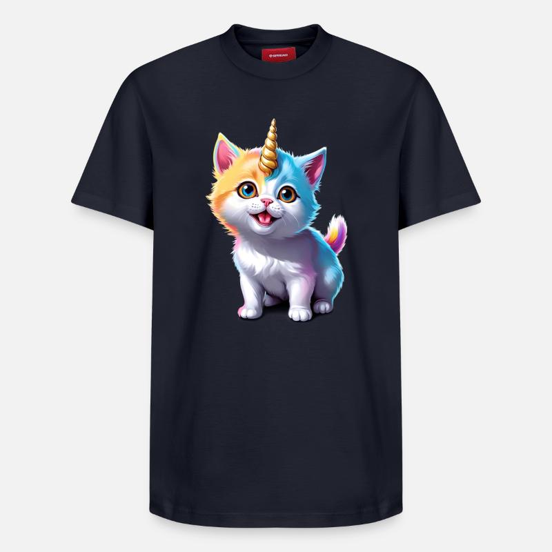 Chaton licorne - T-shirt unisexe décontracté en coton Supima – de SPREAD - bleu marine