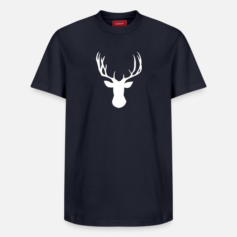 Silhouette majestueuse de Cerf - T-shirt unisexe décontracté en coton Supima – de SPREAD - bleu marine