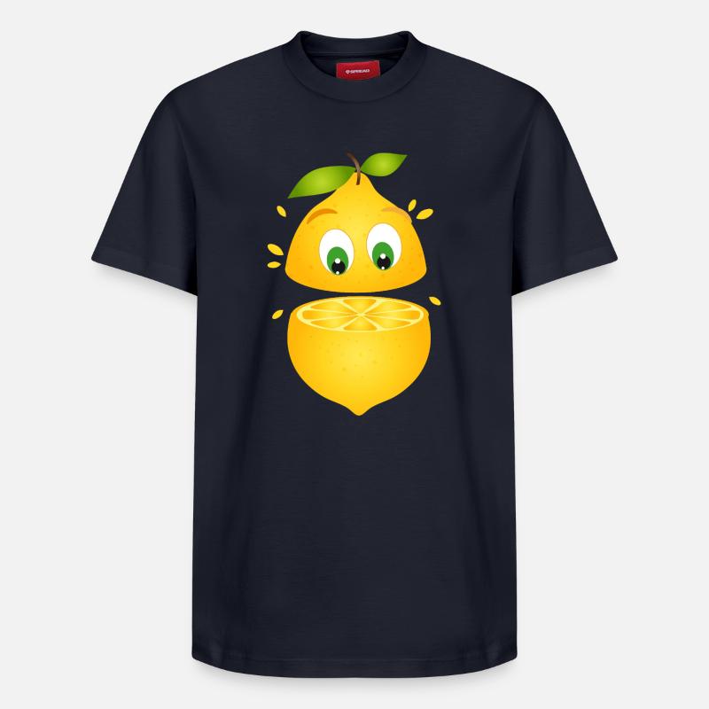 Überraschte Zitrone – Fruchtiger Comicspaß - Relaxed Unisex Supima Cotton T-Shirt – von SPREAD - Navy
