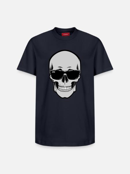Skull with Sunglasses Graphic - Relaxed Unisex Supima Cotton T-Shirt – by SPREAD - navy