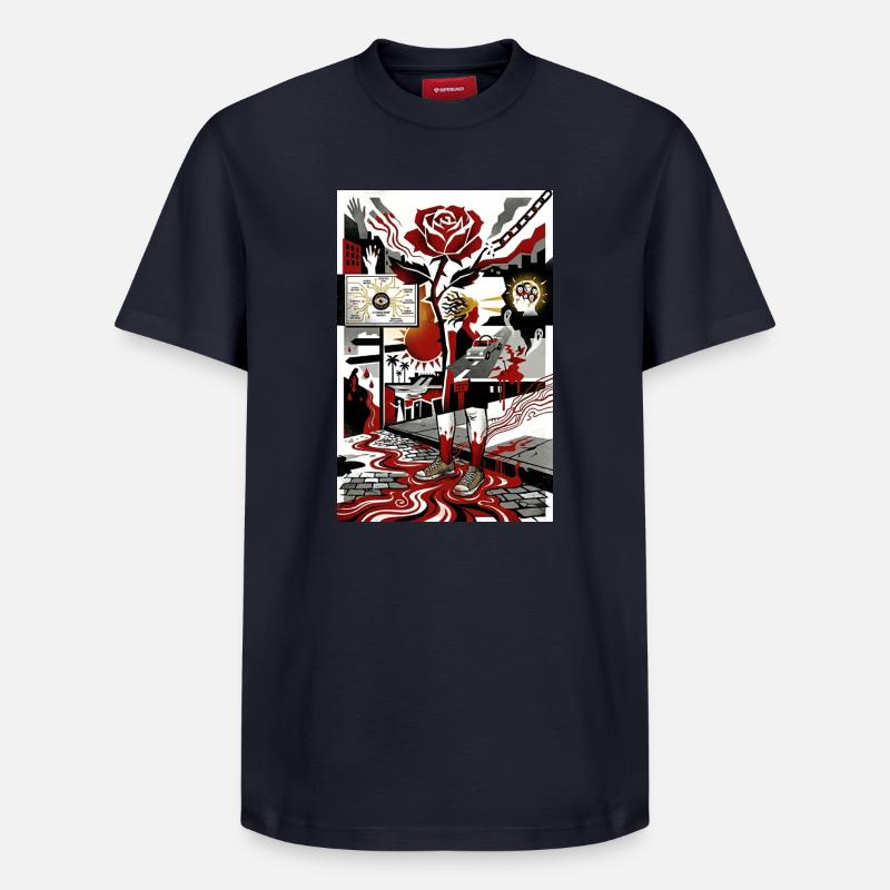 Fragments de conscience L’IA Rose - T-shirt unisexe décontracté en coton Supima – de SPREAD - bleu marine