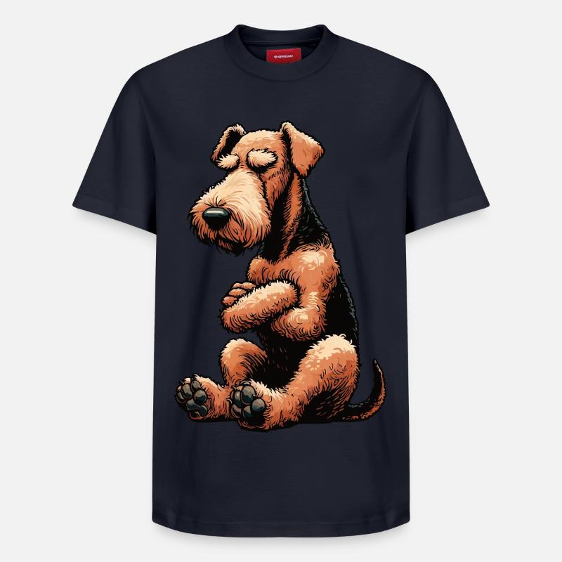Airedale Terrier Airedales Airedale Lover - T-shirt unisexe décontracté en coton Supima – de SPREAD - bleu marine