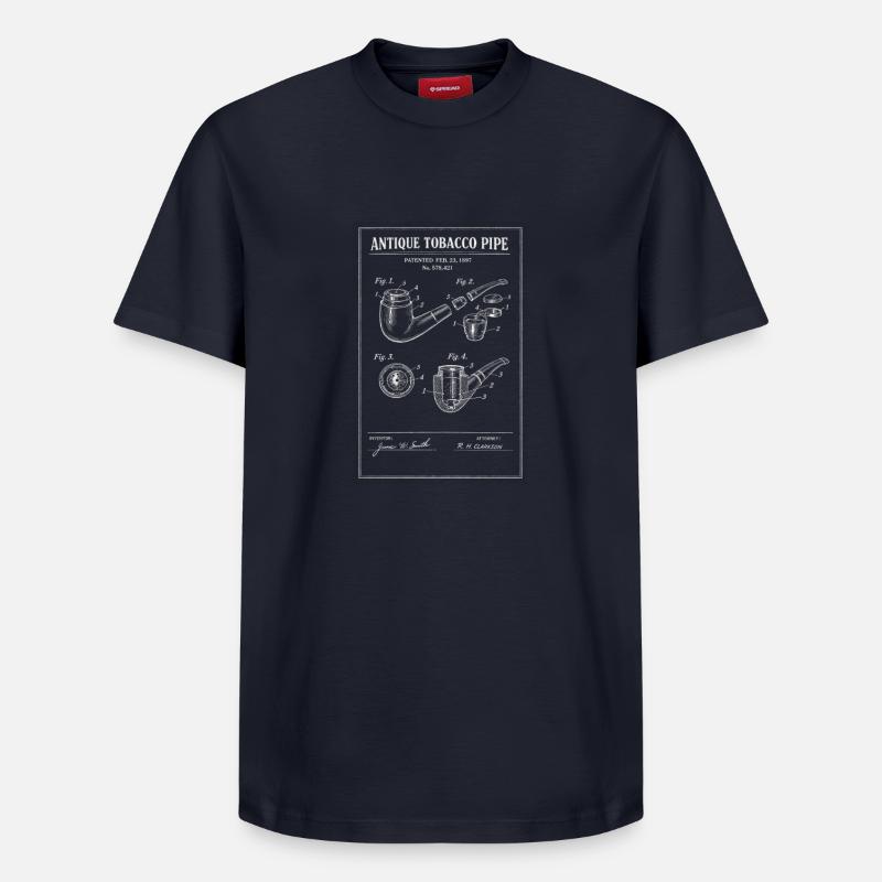 Plan de pipe à tabac ancienne - T-shirt unisexe décontracté en coton Supima – de SPREAD - bleu marine
