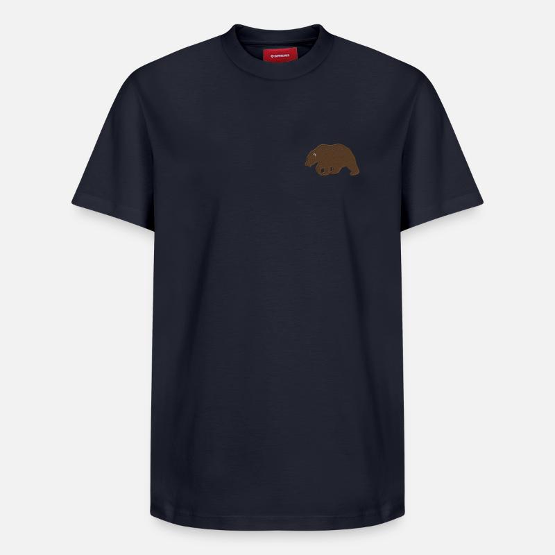 Ours brun brodé - T-shirt unisexe décontracté en coton Supima – de SPREAD - bleu marine