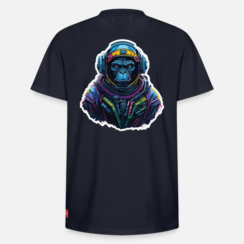 Gorilla-Astronaut Neon - Relaxed Unisex Supima Cotton T-Shirt – von SPREAD - Navy