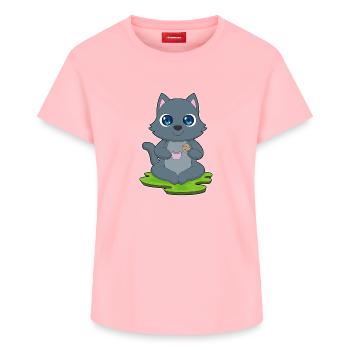 Katze Kaffee Cookie - Frauen Supima Cotton T-Shirt – von SPREAD - Rosa - Vorne - AI Model Female 172 dark (172cm)