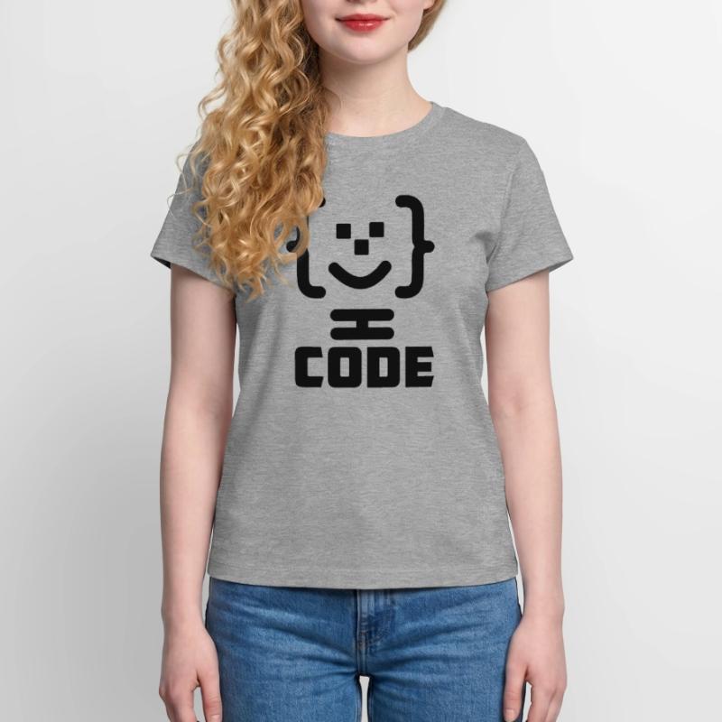 Logo du code du programmeur principal avec texte CODE T-shirt femme en coton Supima – de SPREAD