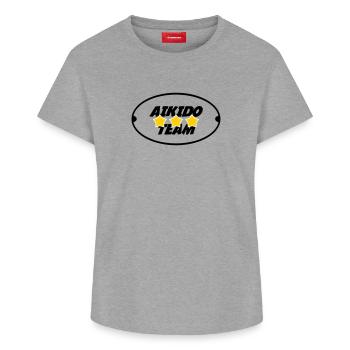 Aikido-Team - Frauen Supima Cotton T-Shirt – von SPREAD - Grau meliert - Vorne - AI Model Female 172 light (172cm)