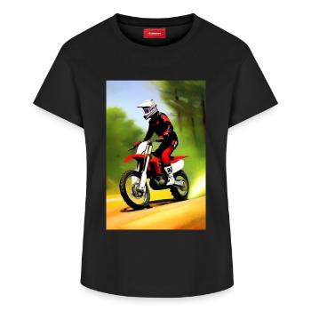 Équitation en motocross - T-shirt femme en coton Supima – de SPREAD - noir - Devant - AI Model Female 172 light (172cm)