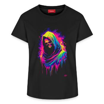 Neon Grim Reaper - Women's Supima Cotton T-Shirt – by SPREAD - black - Front - AI Model Female 172 light (172cm)