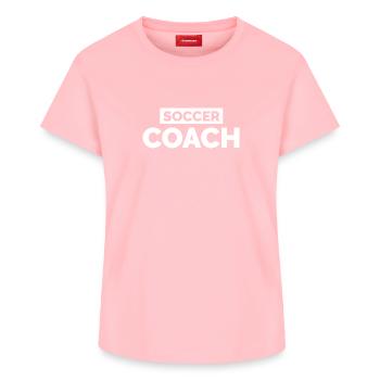 soccer coach logo - football club and coach - Women's Supima Cotton T-Shirt – by SPREAD - rose - Front - AI Model Female 172 dark (172cm)