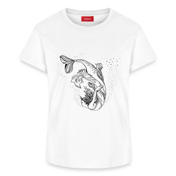 mermaid illustration Mermaid woman beautiful fish - Women's Supima Cotton T-Shirt – by SPREAD - white - Front - AI Model Female 172 dark (172cm)