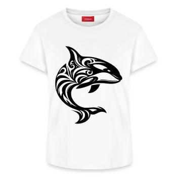 Orque tribal - T-shirt femme en coton Supima – de SPREAD - blanc - Devant - AI Model Female 172 dark (172cm)