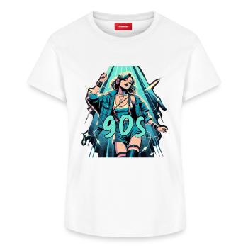 Woman Dancing 90s Retro Disco Disco Gift - Women's Supima Cotton T-Shirt – by SPREAD - white - Front - AI Model Female 172 dark (172cm)