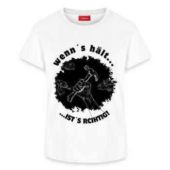 Si ça tient, c’est bien ! - T-shirt femme en coton Supima – de SPREAD - blanc - Devant - AI Model Female 172 dark (172cm)