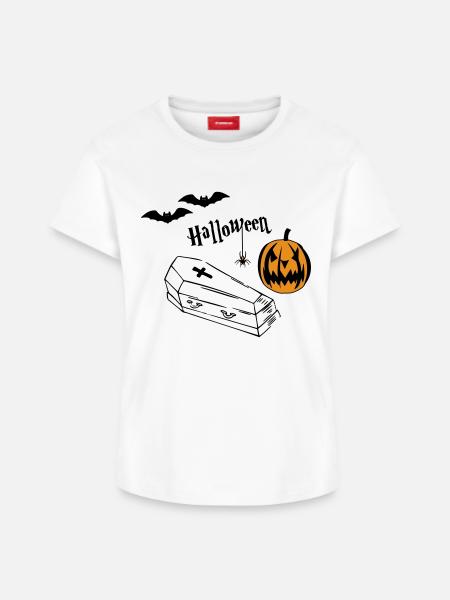 Silhouette de citrouille d’Halloween - T-shirt femme en coton Supima – de SPREAD - blanc