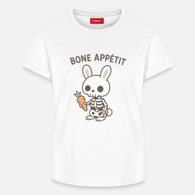 Bone Appetit Skeleton Bunny - T-shirt femme en coton Supima – de SPREAD - blanc