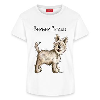 Happy Berger Picard - Hund - Dog - Comic - Frauen Supima Cotton T-Shirt – von SPREAD - Weiß - Vorne - AI Model Female 172 dark (172cm)