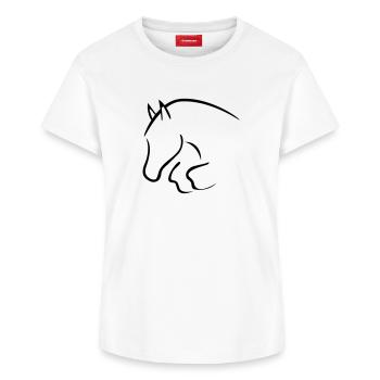 show cavalier - T-shirt femme en coton Supima – de SPREAD - blanc - Devant - AI Model Female 172 dark (172cm)