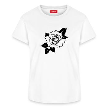 A Drawn Rose - Women's Supima Cotton T-Shirt – by SPREAD - white - Front - AI Model Female 172 dark (172cm)