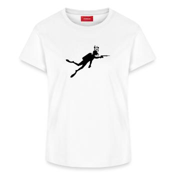 Taucher mit Harpune - Frauen Supima Cotton T-Shirt – von SPREAD - Weiß - Vorne - AI Model Female 172 dark (172cm)