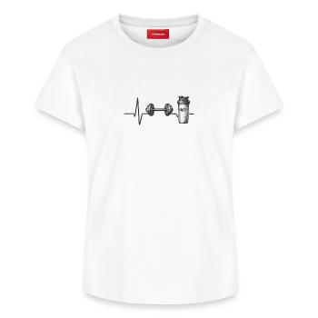 Fitness Motivations Power Design - T-shirt femme en coton Supima – de SPREAD - blanc - Devant - AI Model Female 172 dark (172cm)