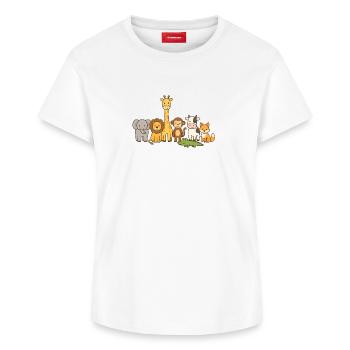 Mignon safari Amoureux des animaux - T-shirt femme en coton Supima – de SPREAD - blanc - Devant - AI Model Female 172 dark (172cm)