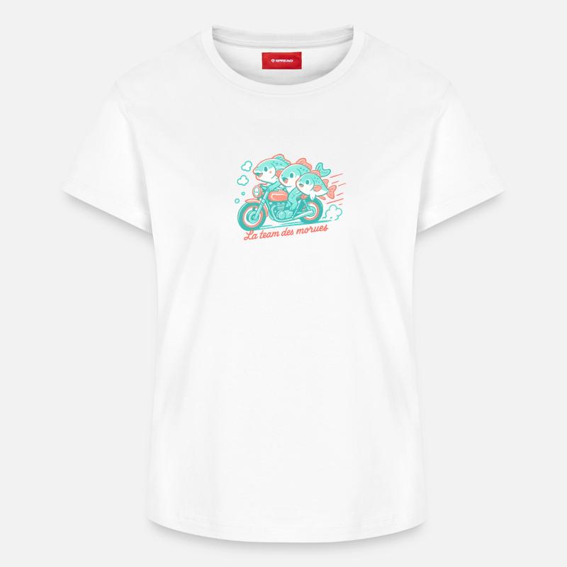 Turquoise cod on a motorcycle - Women's Supima Cotton T-Shirt – by SPREAD - white